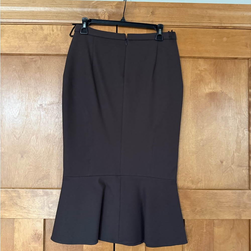 Elie Tahari Chocolate Brown Pencil Skirt with Flared Hem